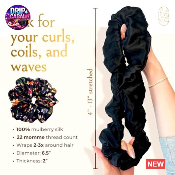 Oversized Mulberry Silk Scrunchies No Damage Hair Ties Extra Large Ponytail